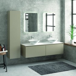 Composizione bagno doppio lavabo 155cm: Arredo bagno  Kamalu Bagno Colore  Mobile Finitura Legno Marrone - 8702
