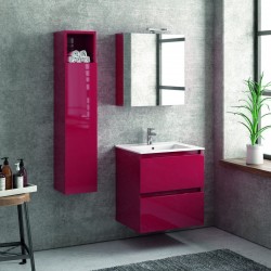 Specchio bagno 155cm con pensile contenitore a sinistra Kamalubagno Colore  Mobile Finitura Legno Marrone - 8702