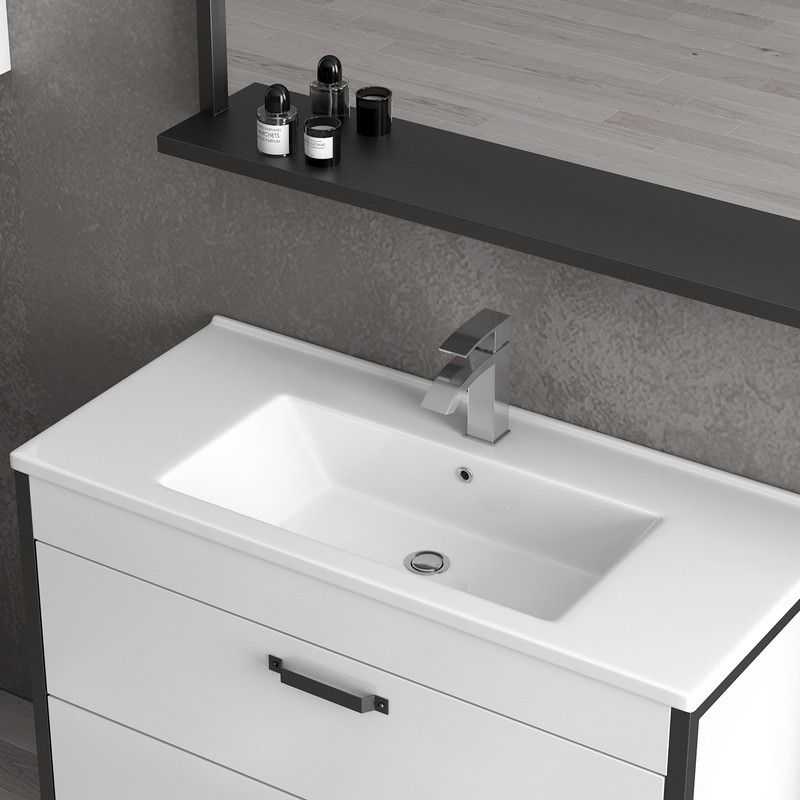 Composizione bagno a terra 100cm - 29 Colori Mobili  Kamalu Bagno Colore  Mobile Finitura Legno Marrone - 8702