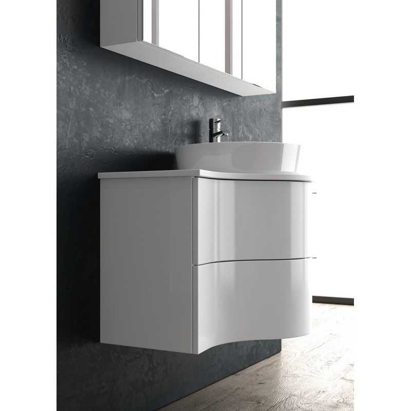 Mobile Bagno Sospeso da 800mm Grigio con Lavabo da Appoggio (con