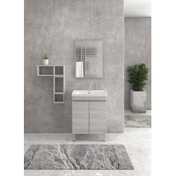 Mobile bagno a terra 65cm con lavabo integrato  Kamalu Colore Mobile  Finitura Legno Marrone - 8702