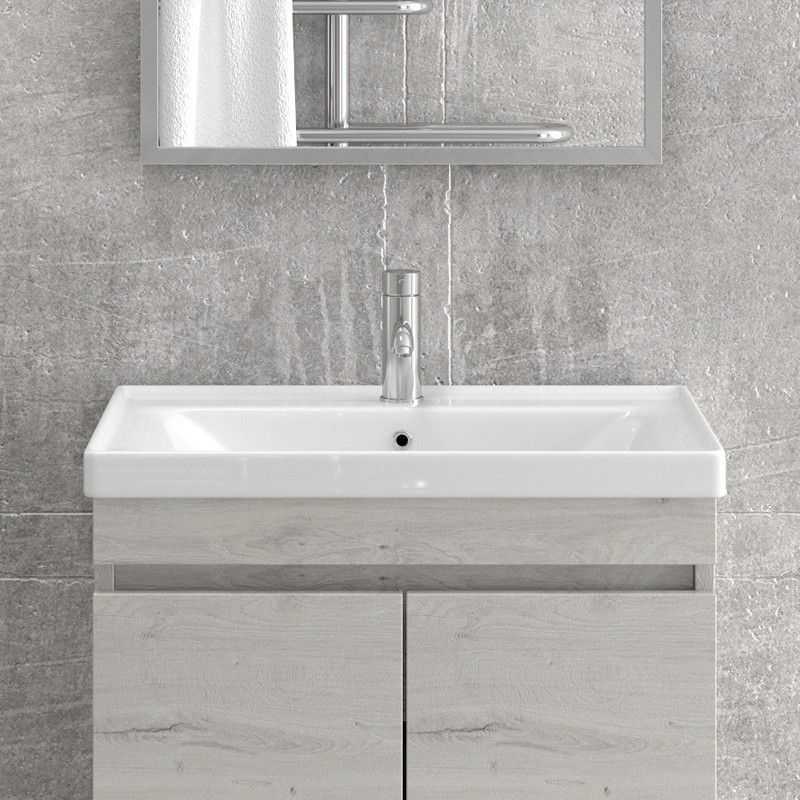 Mobile bagno 65 cm sospeso con 2 ante: Bagni Outlet  Kamalu Colore Mobile  Finitura Legno Marrone - 8702