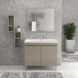 Colonna bagno da terra 155 cm effetto legno bianco venato 2 ante 1