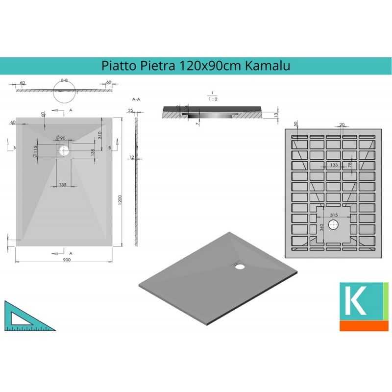 Piatto doccia 120x90 effetto pietra antracite: Offerte