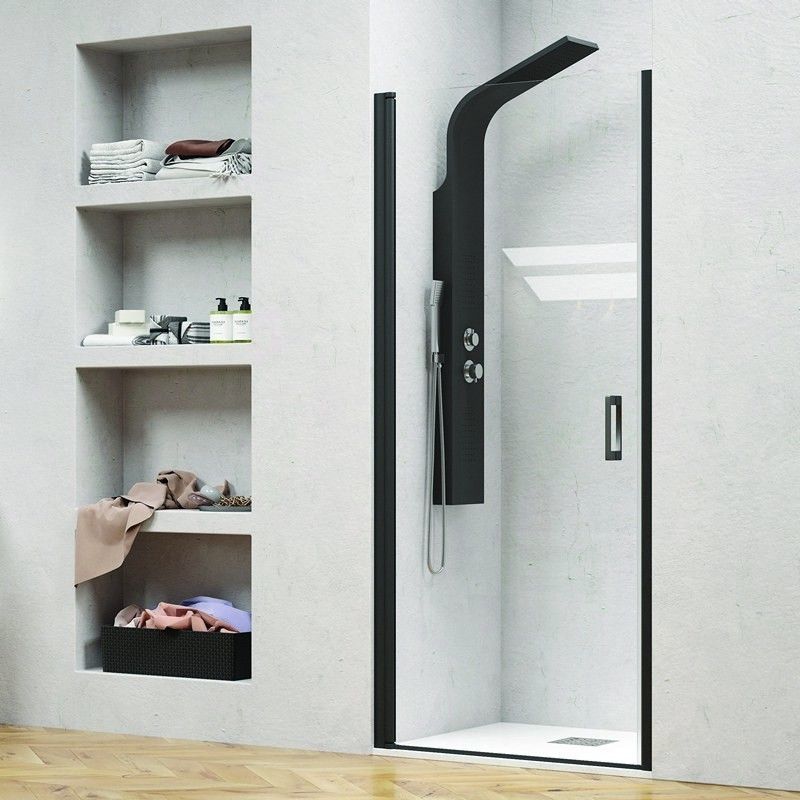 Porta doccia 70cm con profili neri vetro trapsarente: Offerte
