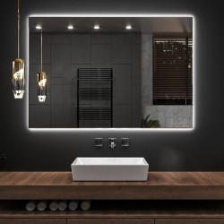 Specchio Bagno Rettangolare Saturno 80x60cm, Retroilluminato LED