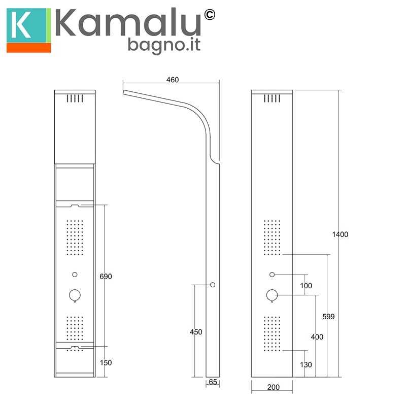 Pannello doccia idromassaggio colore bianco Kaman-B7700 kamalu - 5