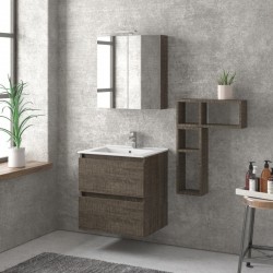 Mobile bagno sospeso 60 cm con lavabo integrato e 2 cassetti