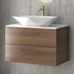 Mobile bagno a terra 180 cm con piano e 3 cassetti  Kamalu Colore Mobile  Finitura Legno Marrone - 8702