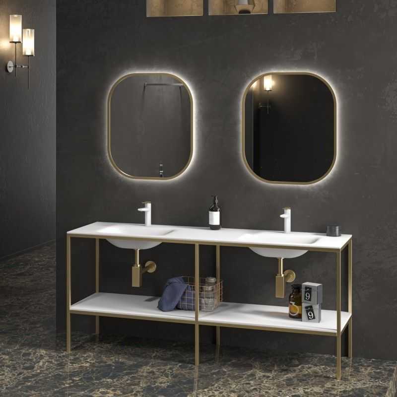 Mobile bagno metallico a terra 175 cm con doppio lavabo NET-175L kamalu - 4