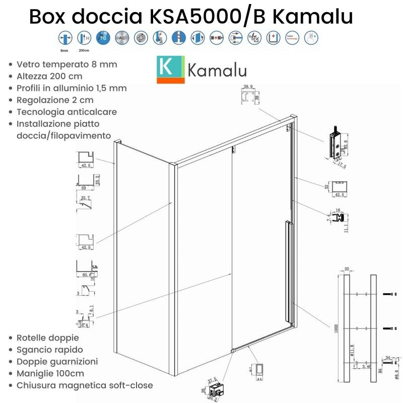 BOX DOCCIA 70x120 CM TRASPARENTE APERTURA SCORREVOLE+LATO FISSO, DREAM