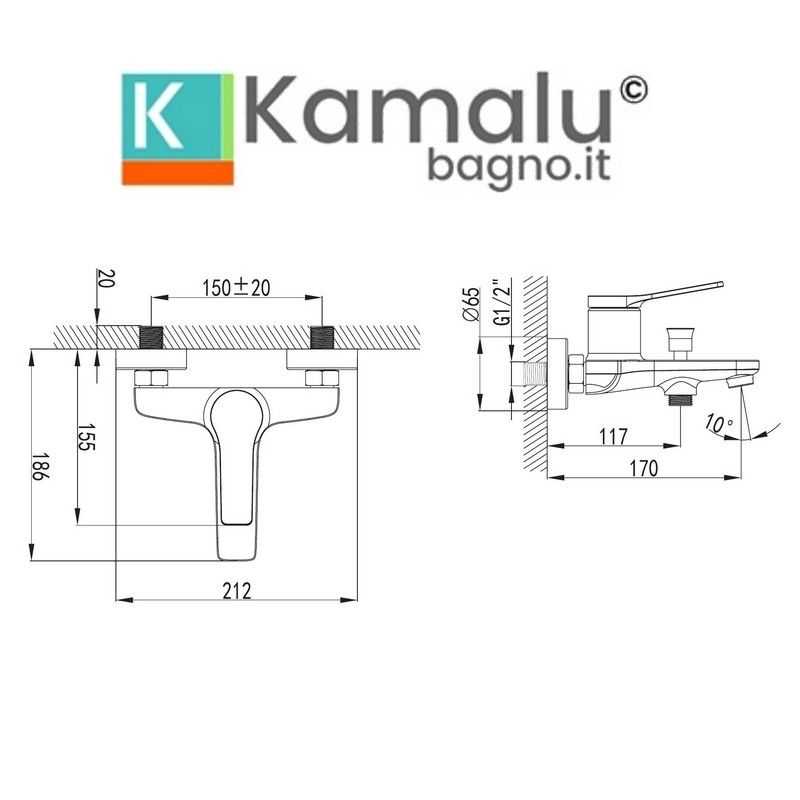 Miscelatore vasca con doccetta e flessibile finitura nero | Nico-160VD kamalu - 3