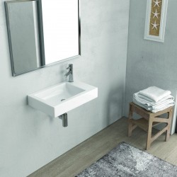 Teal Home Lavabo, lavabo piccolo, lavabo per ospiti, WC sospeso, mini lavabo  in ceramica, foro per rubinetto sinistro, con valvola di scarico pop-up, 37  x 18,5 x 9 cm : : Fai